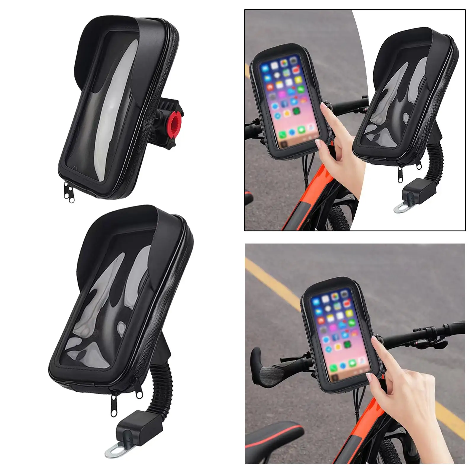 Motorrad-Telefonhalter, wasserdichte Tasche, Telefon-Montagehalterung – Immagine 5