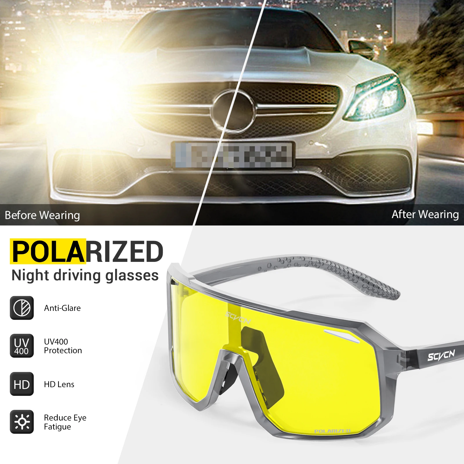 SCVCN Neue Gelb Polarisierte Radfahren Sonnenbrille Männer Fahrrad MTB – Image 5
