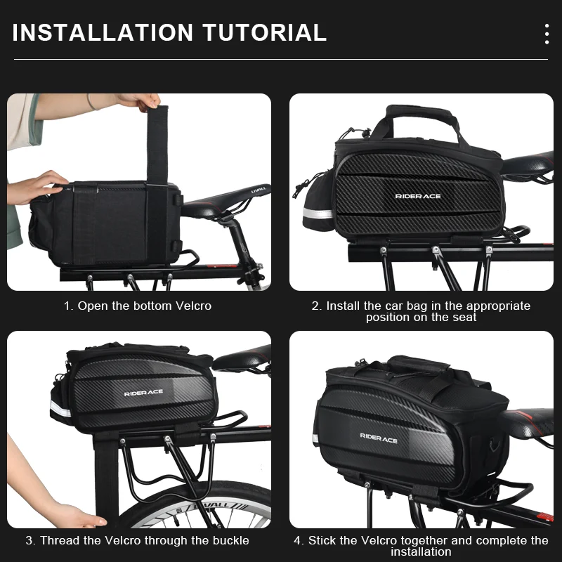 RIDERACE Fahrradträger Tasche MTB Fahrrad Rücksitzträger Tasche – Image 5