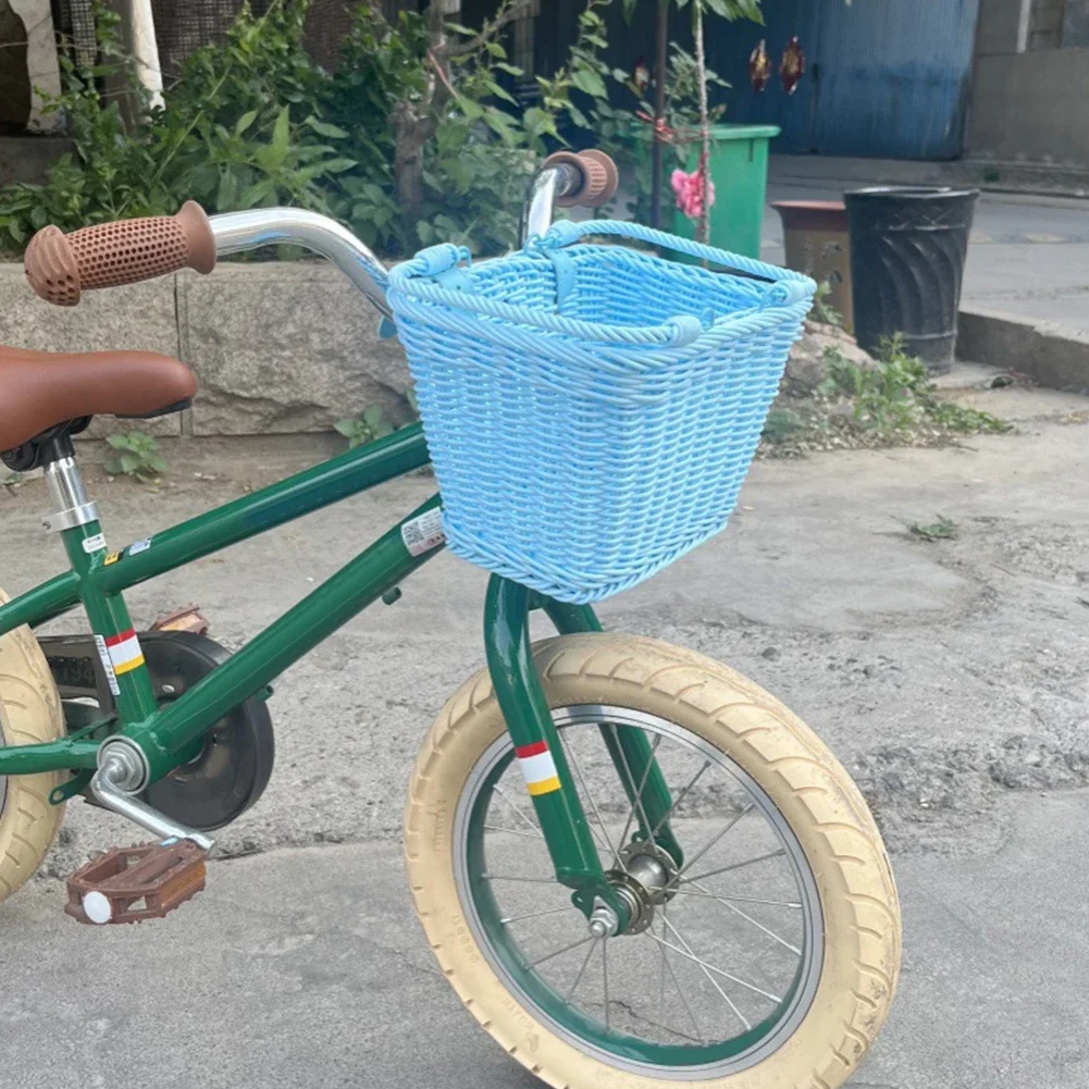 Bicycle Basket Rattan Hand-Woven Bike Storage Front Handlebar Basket – Image 3