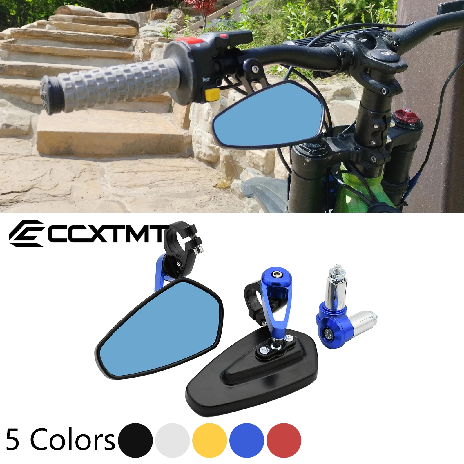 7/8 "22mm CNC Motorrad Rückspiegel Universal Blau Glas Roller Bar Lenker Spiegel Für Sur-Ron SurRon licht Bee