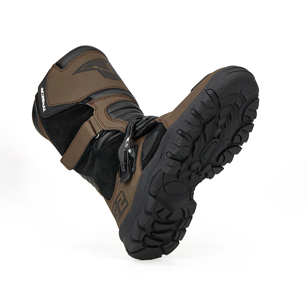 Motorradstiefel Herren Wasserdichte Motorradfahrerschuhe Braunes Leder – Image 5
