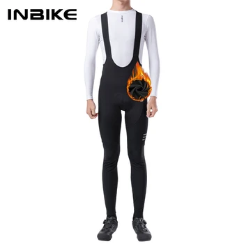 INBIKE Herren Radfahren Trägerhose Fleece Gepolstert Winter Thermasl Rennrad Trägerhose Fahrrad Lange Hosen
