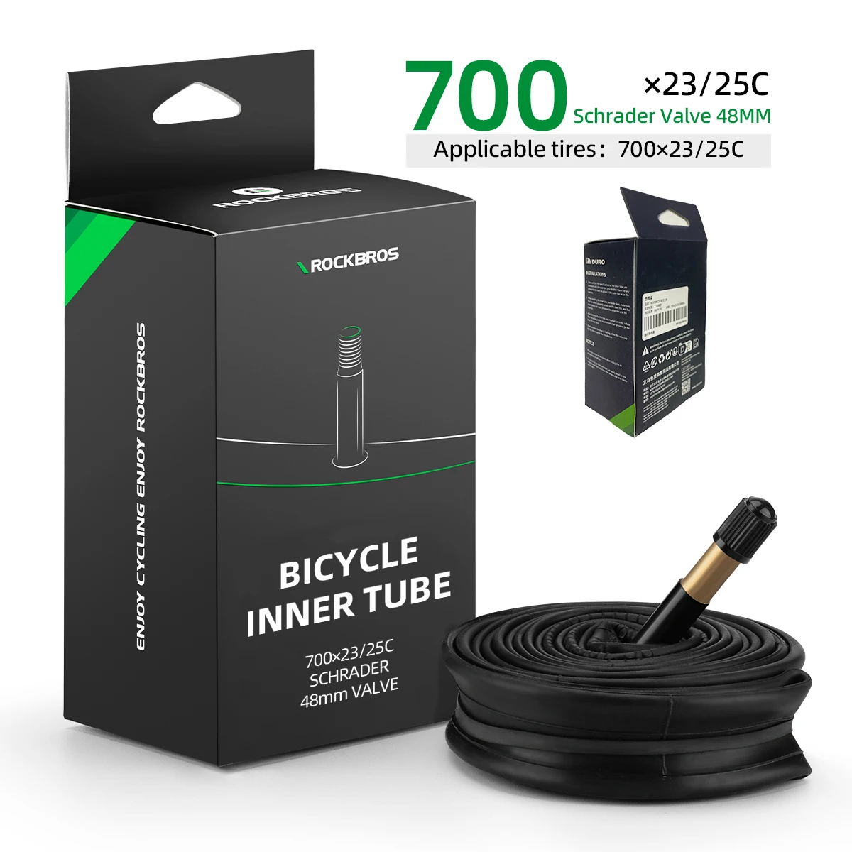 ROCKBROS Fahrradschlauch 700C Rennradschlauch 700*23C 25C 28C 35C Schrader Presta Ventil Butylkautschuk