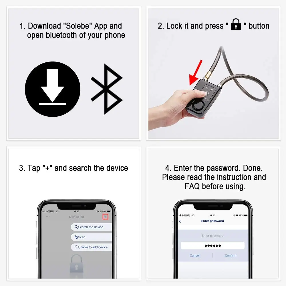Bluetooth Fahrrad Motorrad Anti-Diebstahl-Schloss Alarm Wasserdicht – Bild 5