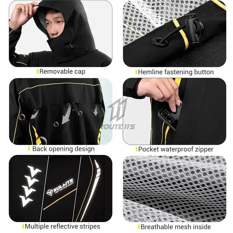 Wasserdichter Motorrad-Regenanzug - Ganzkörper-Regenmantel & Regenhose – Immagine 4