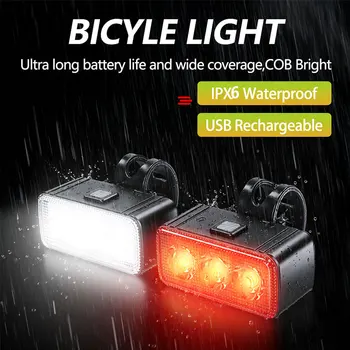 Fahrrad Vorder- und Rücklicht Set USB-Aufladbare Scheinwerfer MTB Rücklicht LED Wasserdichte Laterne