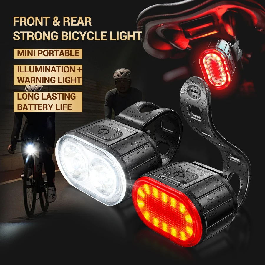 Fahrrad-Vorder- und Rücklicht, USB wiederaufladbar, LED-Scheinwerfer, Rücklicht, tragbares Flutlicht