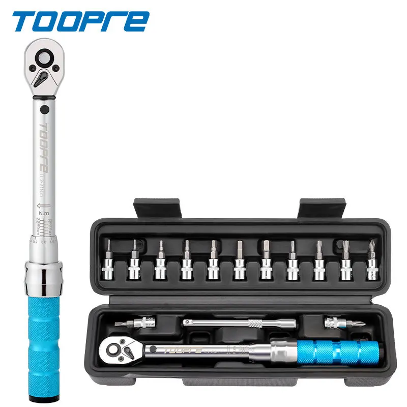 TOOPRE Fahrrad-Multitool-Drehmomentschlüssel-Set, 1/4 Zoll, 2-24 Nm, Doppelskala, Fahrrad-Wartungswerkzeug