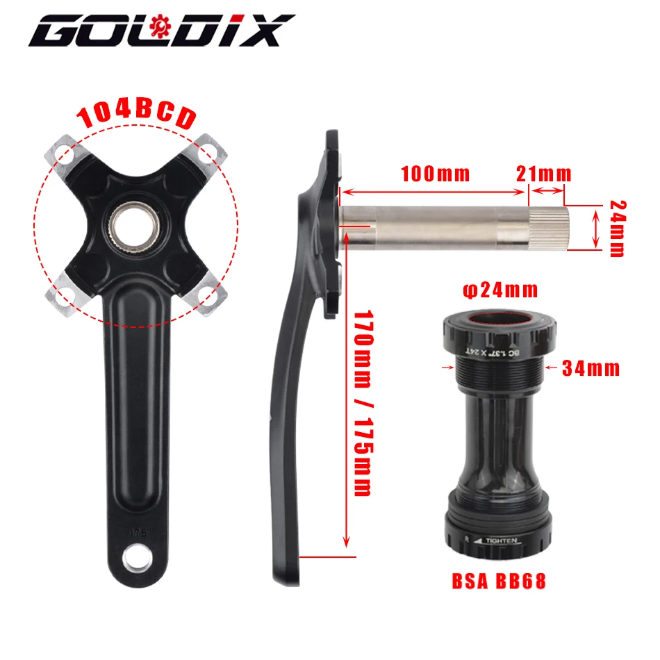 GOLDIX Fahrradkurbel Kettenblatt 104BCD MTB Fahrradkurbel – Immagine 3