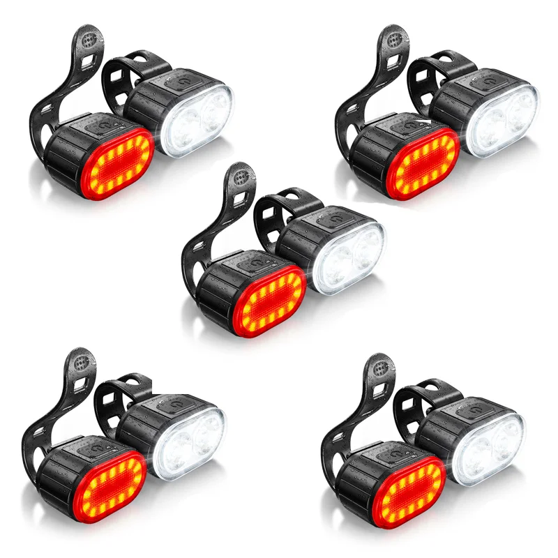 Wiederaufladbare Fahrradbeleuchtung Vorder-/Rücklichter Fahrradlampe LED-Fahrradlicht Fahrrad-Taschenlampe