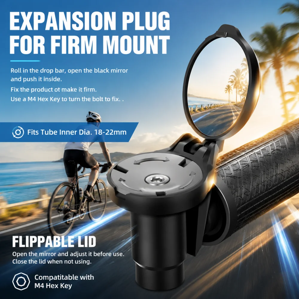 Fahrrad-Rückspiegel Lenker-Endspiegel HD-Spiegel 360° ° Drehbare – Bild 4