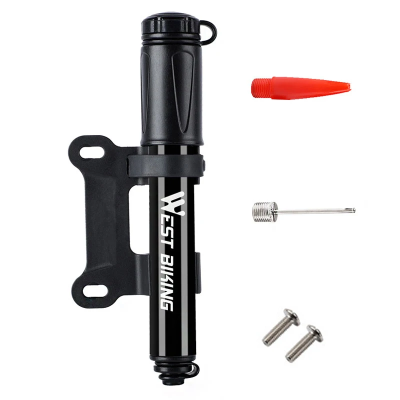 WEST BIKING 100Psi Mini Fahrradpumpe Aluminiumlegierung Fahrrad Handluftpumpe Reifenfüller Schrader Presta