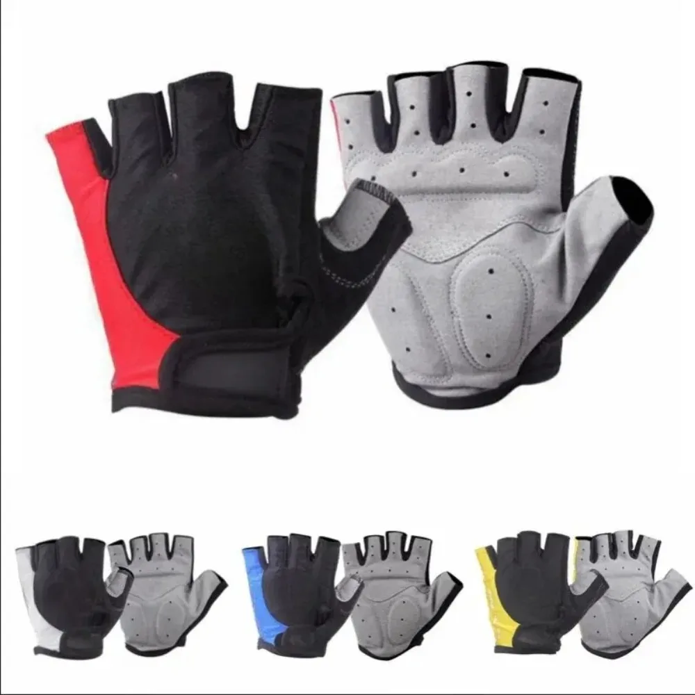 Halbfinger-Fahrradhandschuhe für Herren und Damen, rutschfest, stoßdämpfend, atmungsaktiv