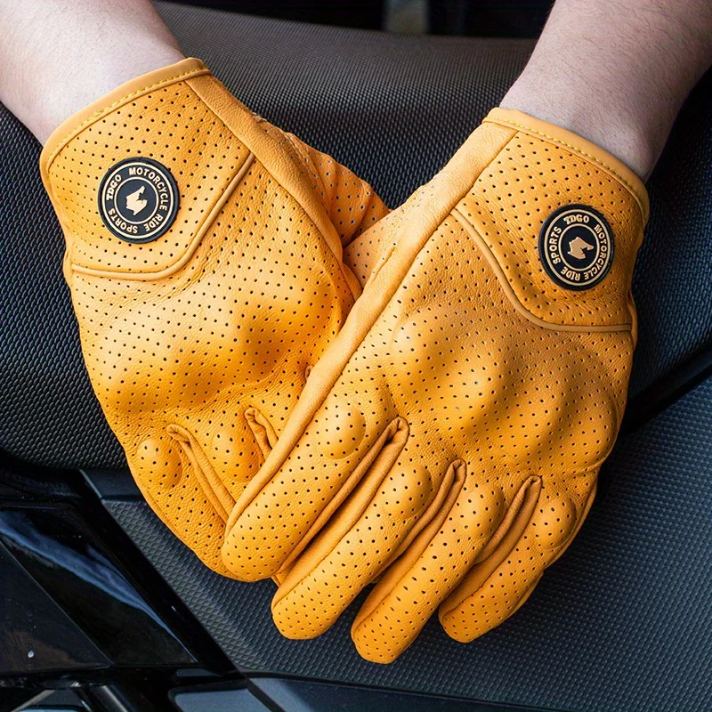 Motorradhandschuhe, winddicht und wasserdicht, Leder – Bild 4