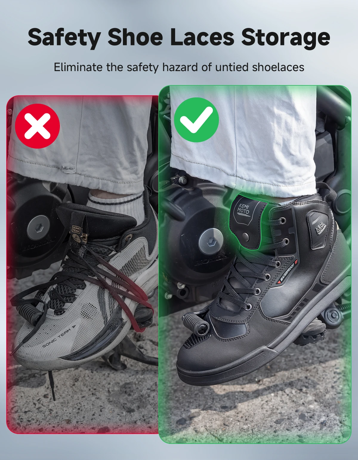Wasserdichte Motorradschuhe für Herren, Schuhe mit flacher Sohle – Image 3