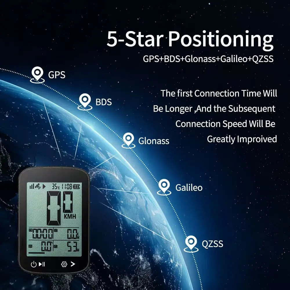 GPS-Fahrradcomputer mit kabelloser Verbindung, USB-C-Anschluss – Image 5