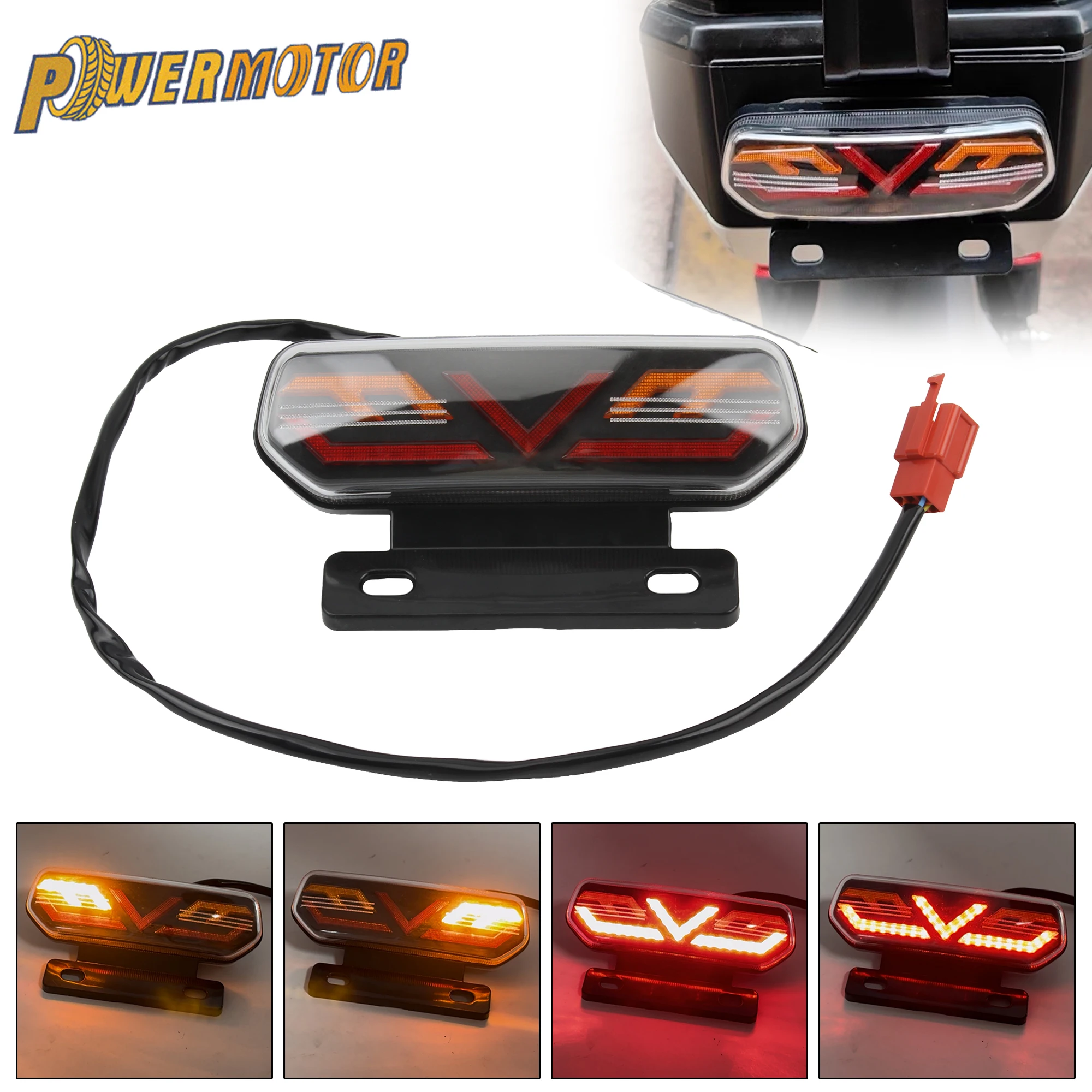 Powermotor Motorrad Rücklichter LED Motorrad Stop Blinker Richtung Blinker Rücklicht 12V