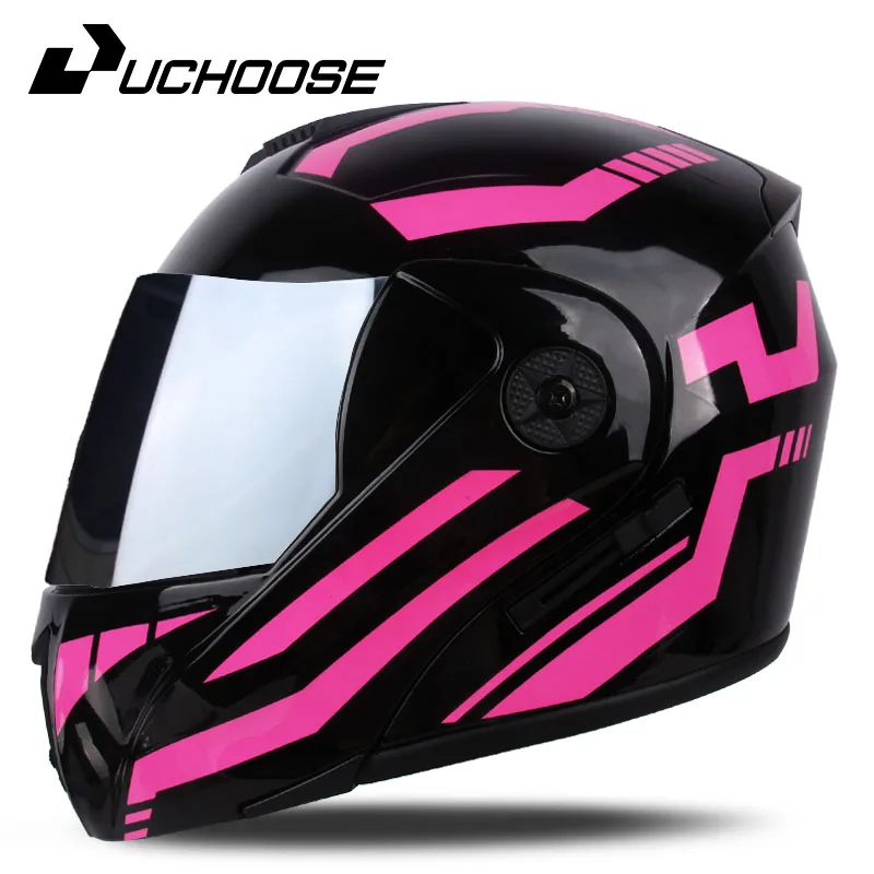 Uchoose Neuer modularer Motorradhelm Integralrennen mit doppeltem Sonnenblende Damen Herren Klapphelm