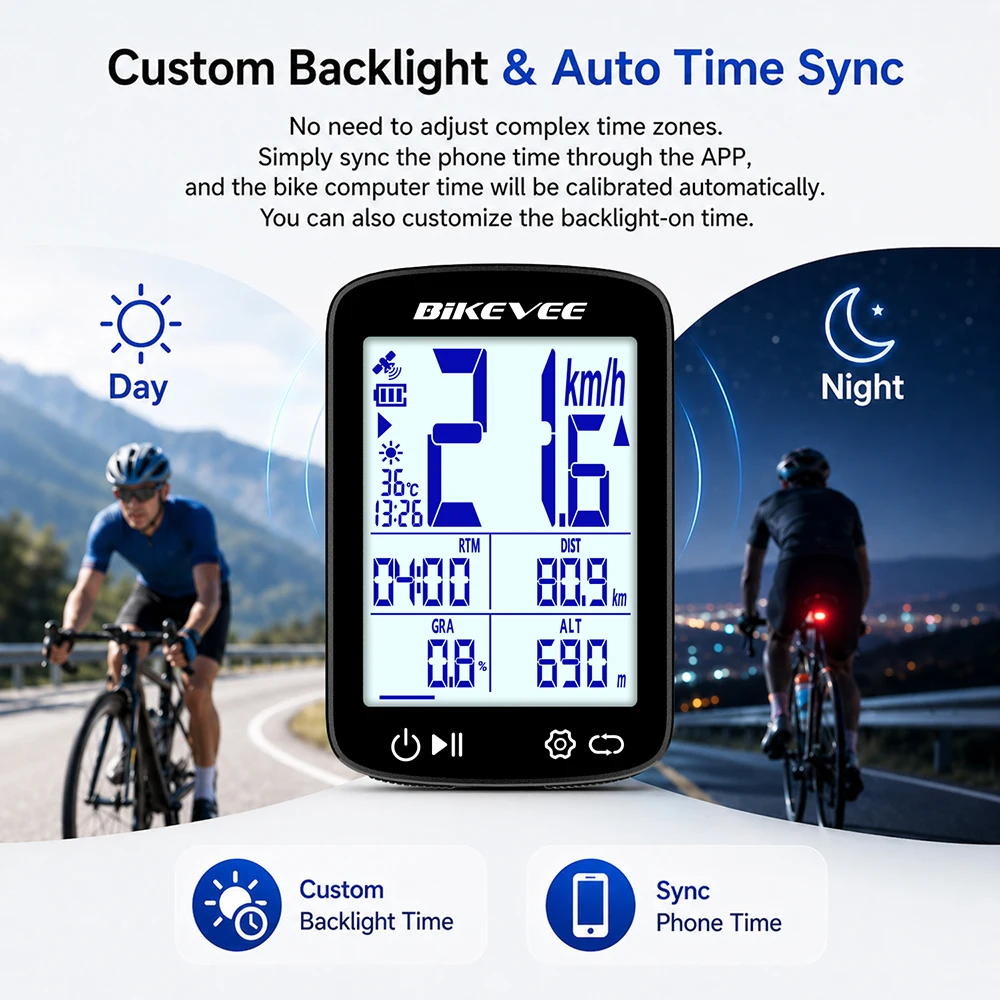 2,4" Professioneller kabelloser Bluetooth-Fahrradcomputer MPH KM/H – Image 4