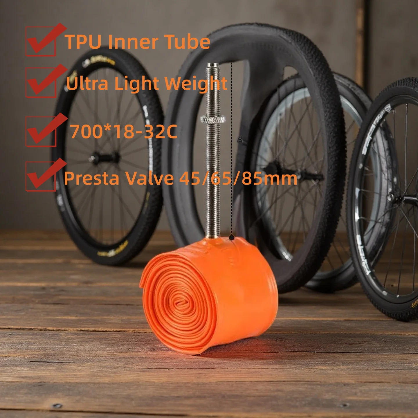 Ultraleichter Schlauch mit 45MM 60MM 80MM Ventil für 700c – Image 5