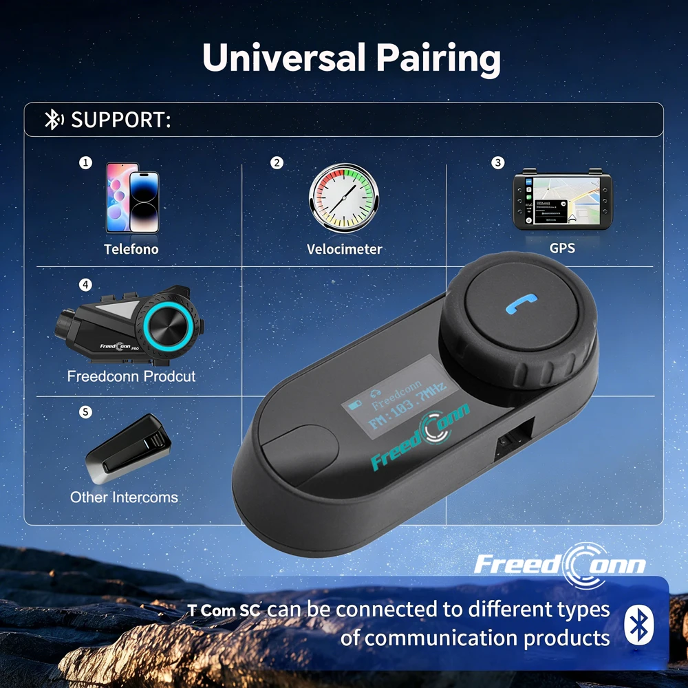 Motorradhelm-Intercom-Headset Bluetooth 6-Wege 2000M Kabelloses – Immagine 4