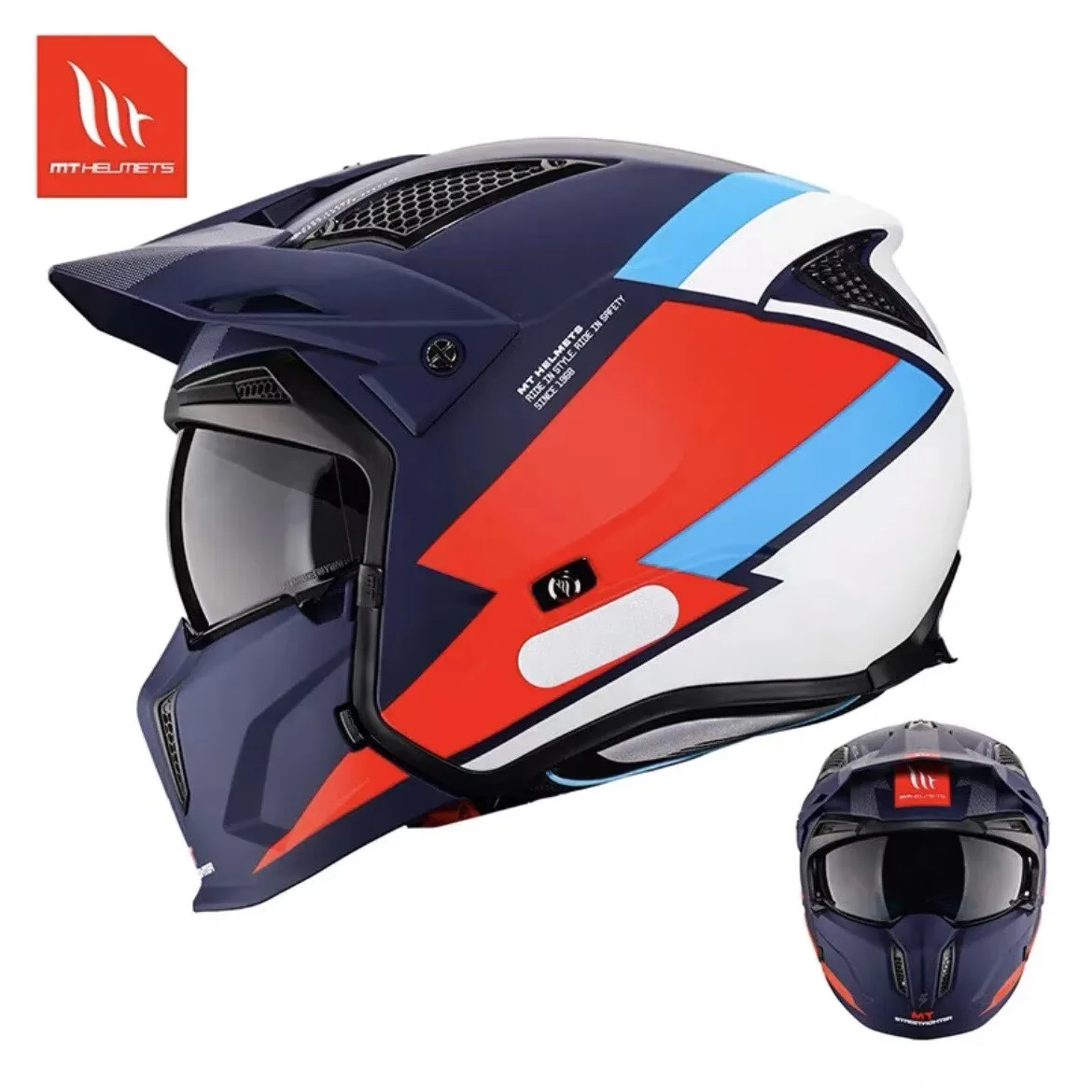MT Offroad-Motorradhelm, Vollgesichts-Helm, Verwandelbarer Halbhelm, Persönlicher Unisex-Retro-Helm