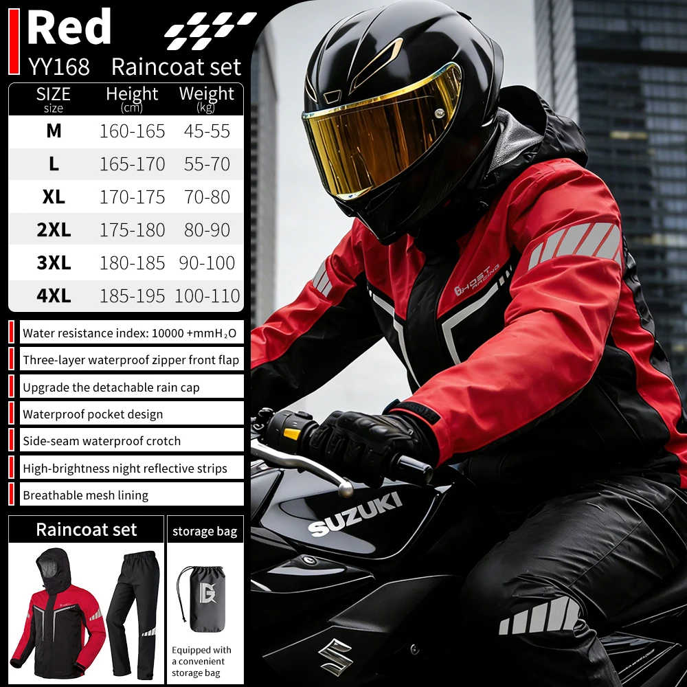 Regenjacke und -hose, Motorrad-Regenanzug, Regenmantel für Camping, Wandern, Angeln