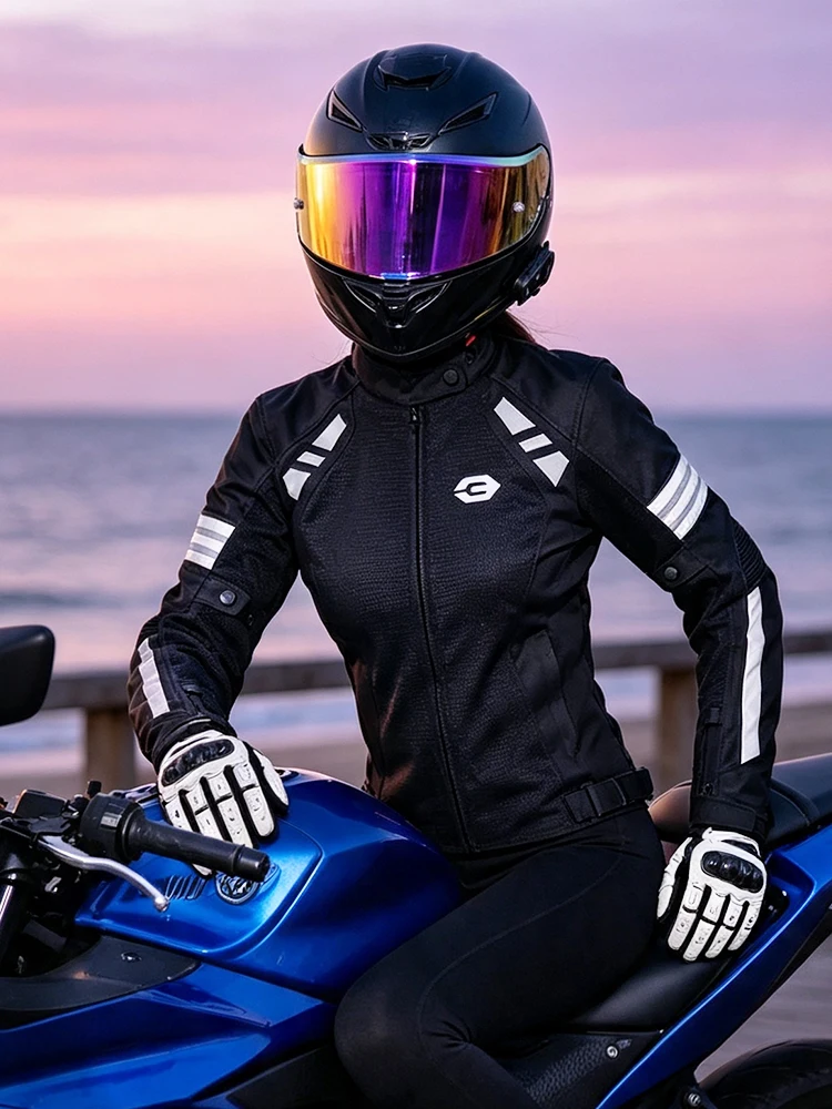 Damen Motorradjacke Sommer Atmungsaktives Mesh Motorrad Reitjacke – Image 5