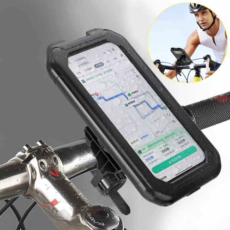 Diebstahlsicherer, wasserdichter Motorrad-Telefonhalter, Fahrrad-Telefonhalterung, Lenkervorbau, mobiler