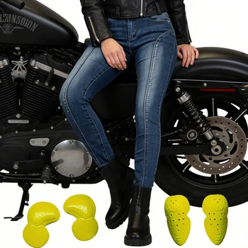 Schutzjeans für Damen Motorradhose Blaue Moto-Jeans Schutzausrüstung Motorrad-Hose 905