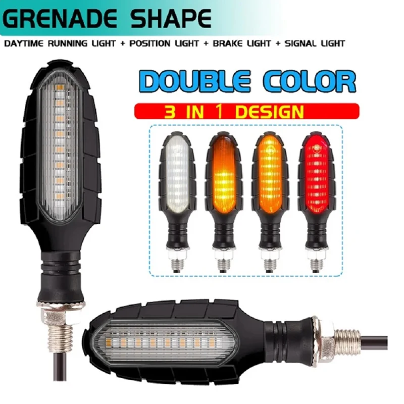 16 LED Motorrad Blinker Lichter Wasserdichte DRL Blink Motorrad – Bild 4