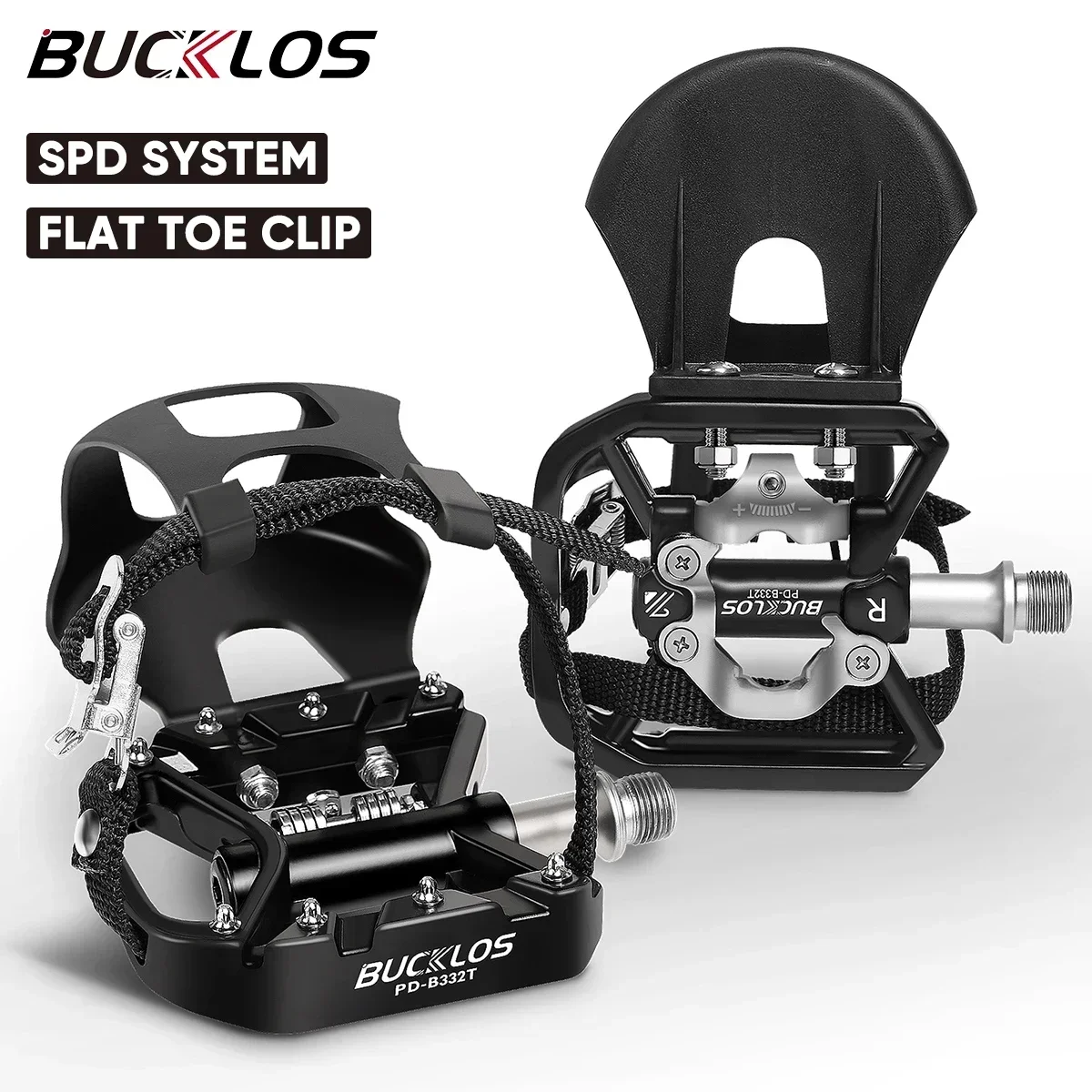 BUCKLOS Fahrradpedale mit Doppelfunktion, MTB-Fahrradpedale, rutschfeste Aluminiumlegierung, Plattformpedale