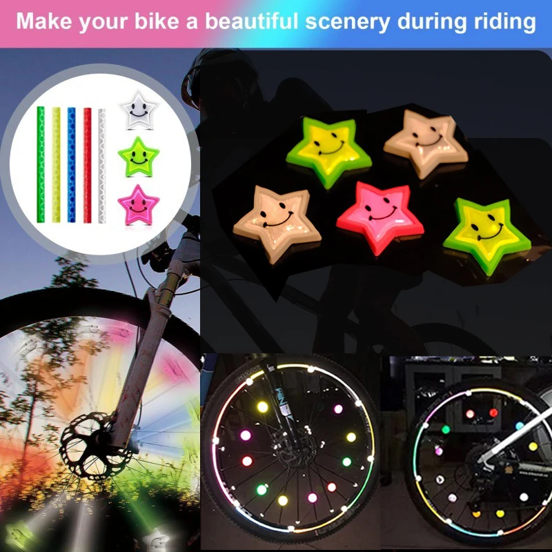 Fahrrad Speichen Reflektierende Clip Kinder Fahrrad Bunte Reflektor Perlen Fahrrad Speichen Rohr Stern Warnung