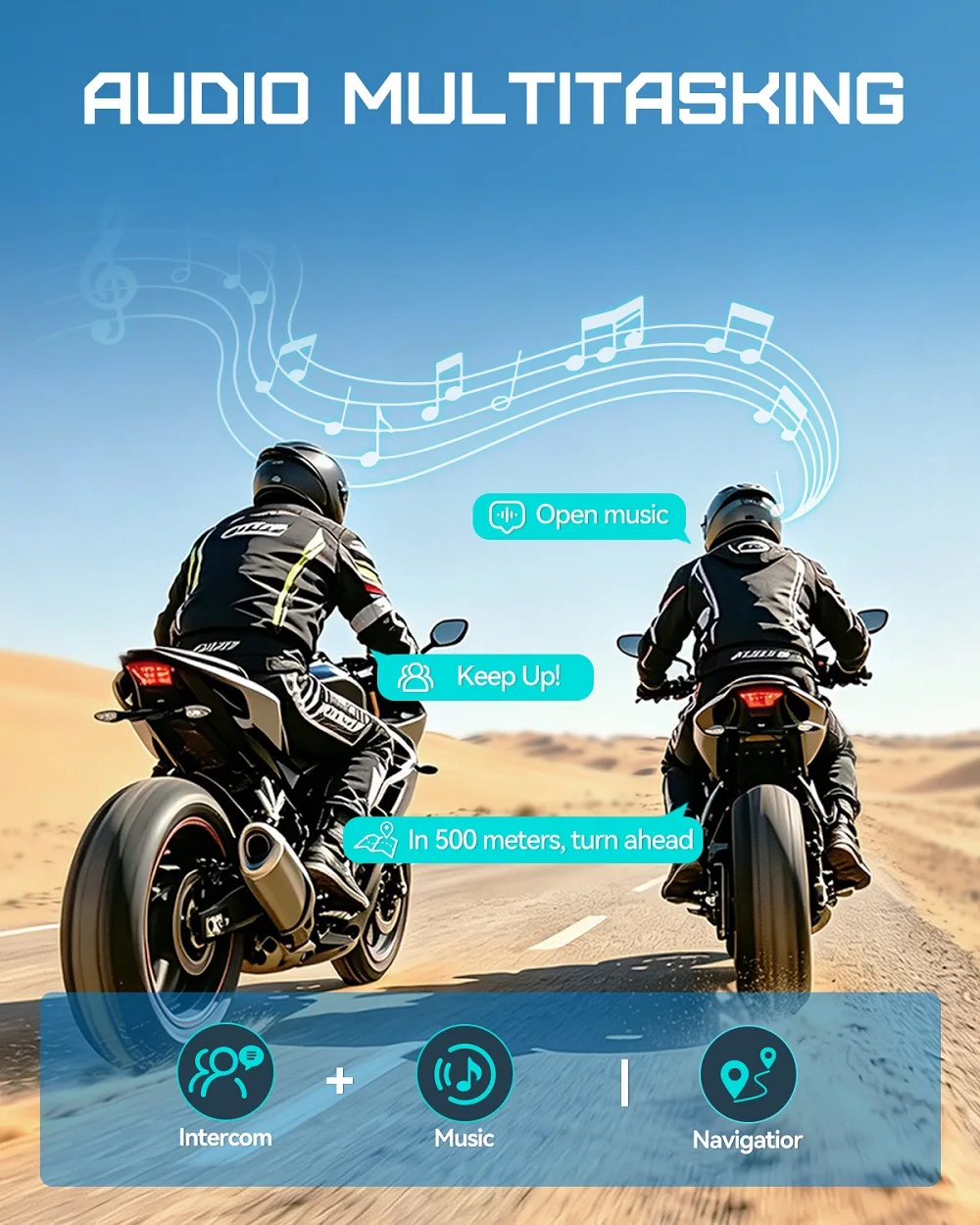 BLAISE Motorrad-Intercom BT6.0 Motorradhelm Bluetooth-Headset – Bild 5