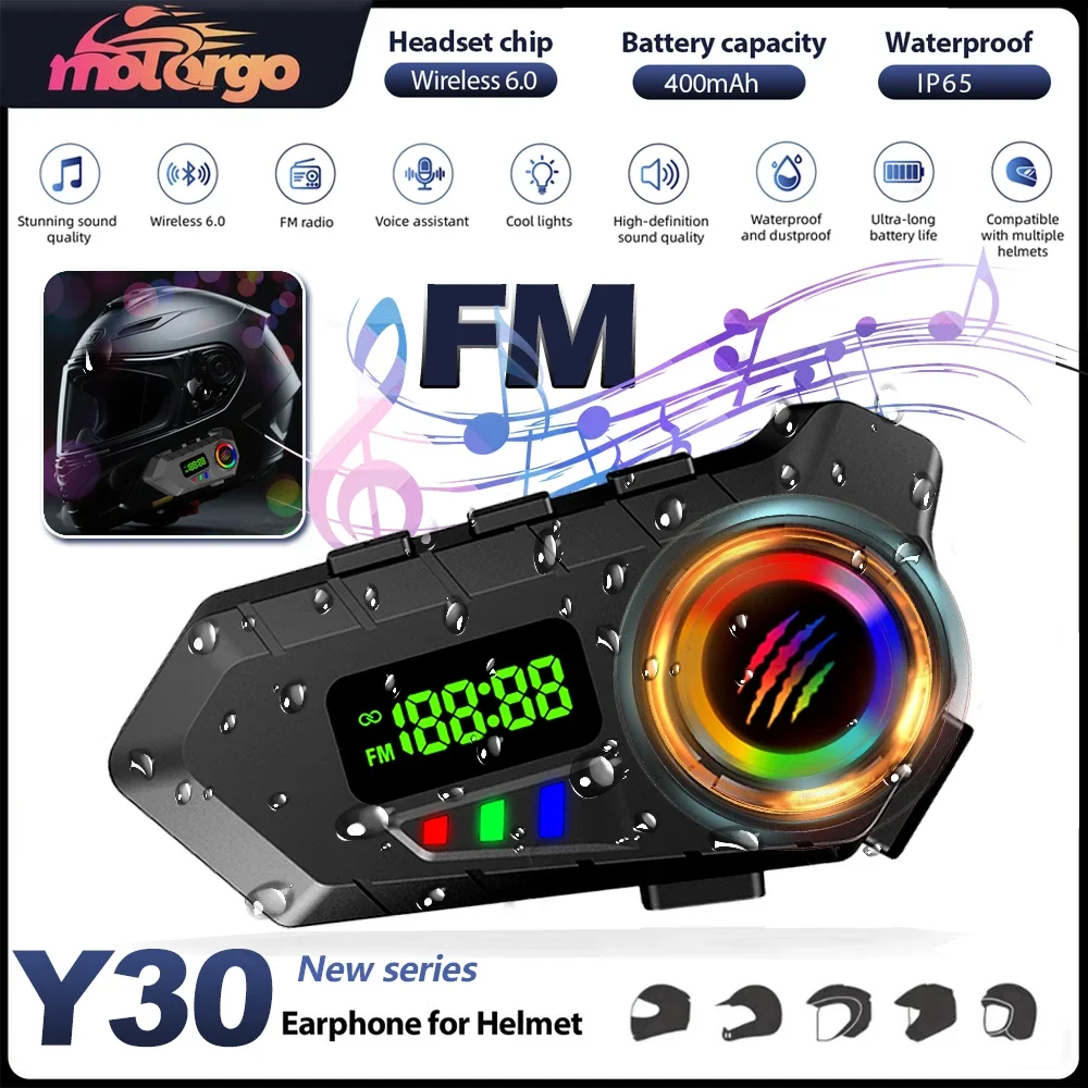 Motorradhelm-Headset Bluetooth 6.0 FM-Radio Wasserdichtes LCD-Display Kommunikationssystem für Motorradfahrer