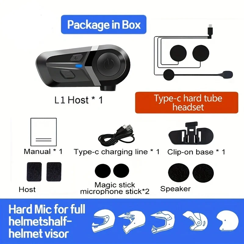 Bluetooth 5,3 Drahtlose Motorrad Helm Headset Freisprechen Anruf – Image 6