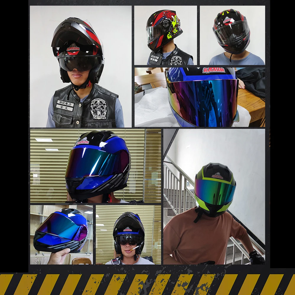Motorradhelm, Rennhelm, Dual-Visier, modularer, hochklappbarer – Bild 5