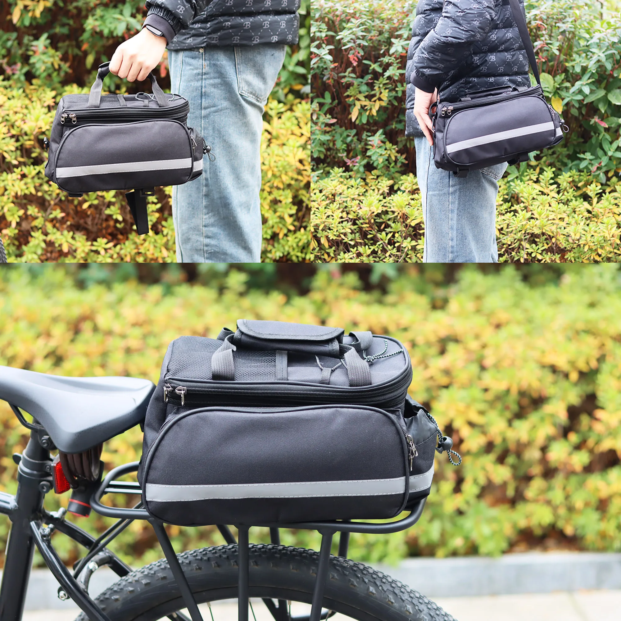 Fahrrad-Gepäckträgertasche, erweiterbar, 17-45L Fassungsvermögen – Image 6