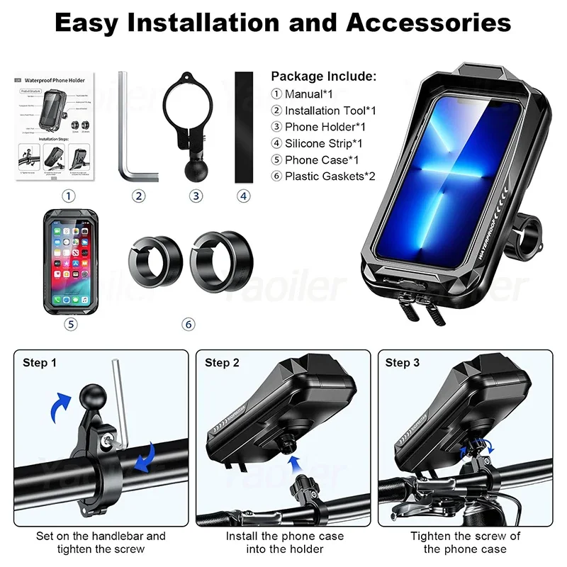 Wasserdichter universeller Motorrad-Telefonhalter 360° ° Verstellbare – Image 5