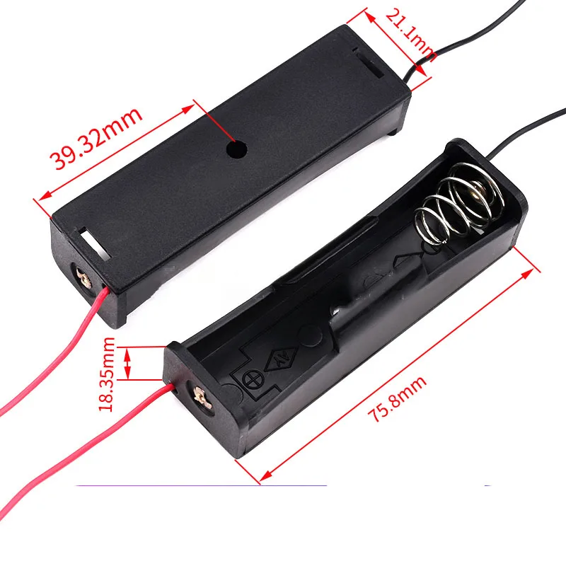 18650 Batteriehalter 1-4 Zellen Serie/Parallel mit 5,5 * 2,1 mm DC-Stecker Anti-Reverse ABS-Gehäuse