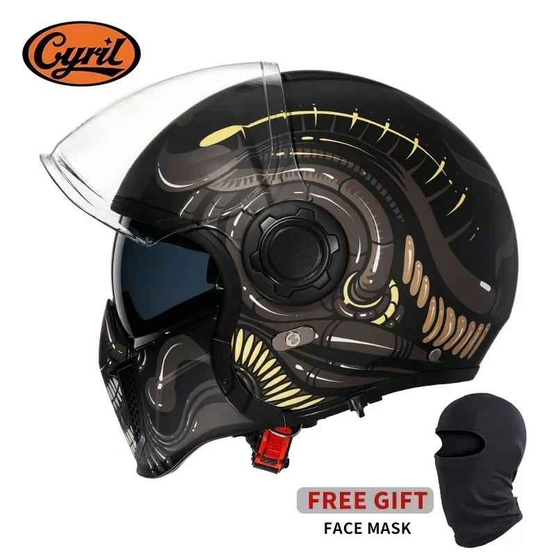 Modular Motorcycle Helmet Full Face Open Face Retro Helme DOT ECE ONGESCHICHTEN CYRIL OP12A Capacete De Moto