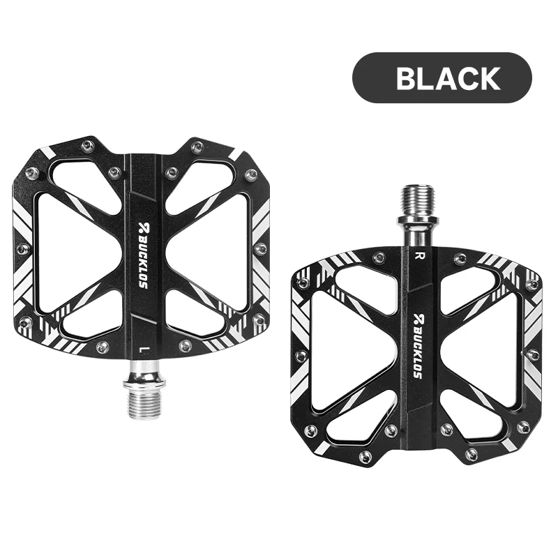 BUCKLOS Fahrradpedale aus Aluminiumlegierung, DU-Lager, ultraleicht, MTB-Flachpedale, rutschfest, für Straßen