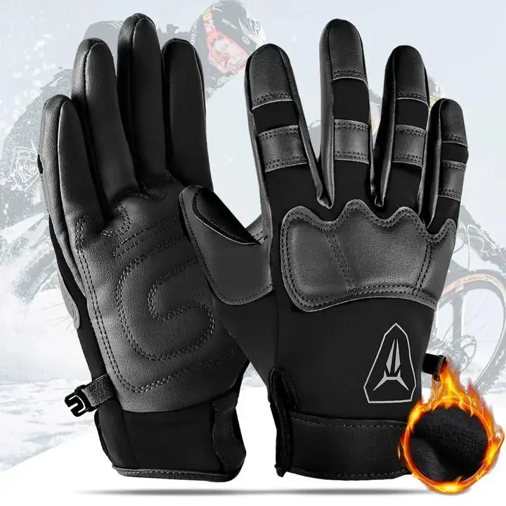 Winter-Fahrradhandschuhe mit Touchscreen-Funktion, winddicht, wärmend, mit vollen Fingern, für Herren