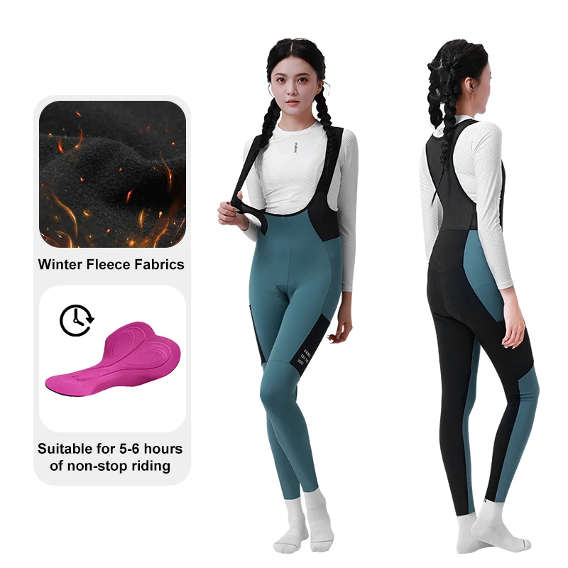 INBIKE Winter Damen Radsport-Trägerhose Fleece Warme Mountainbike-Hose Gel-Gepolsterte Outdoor-Radhose