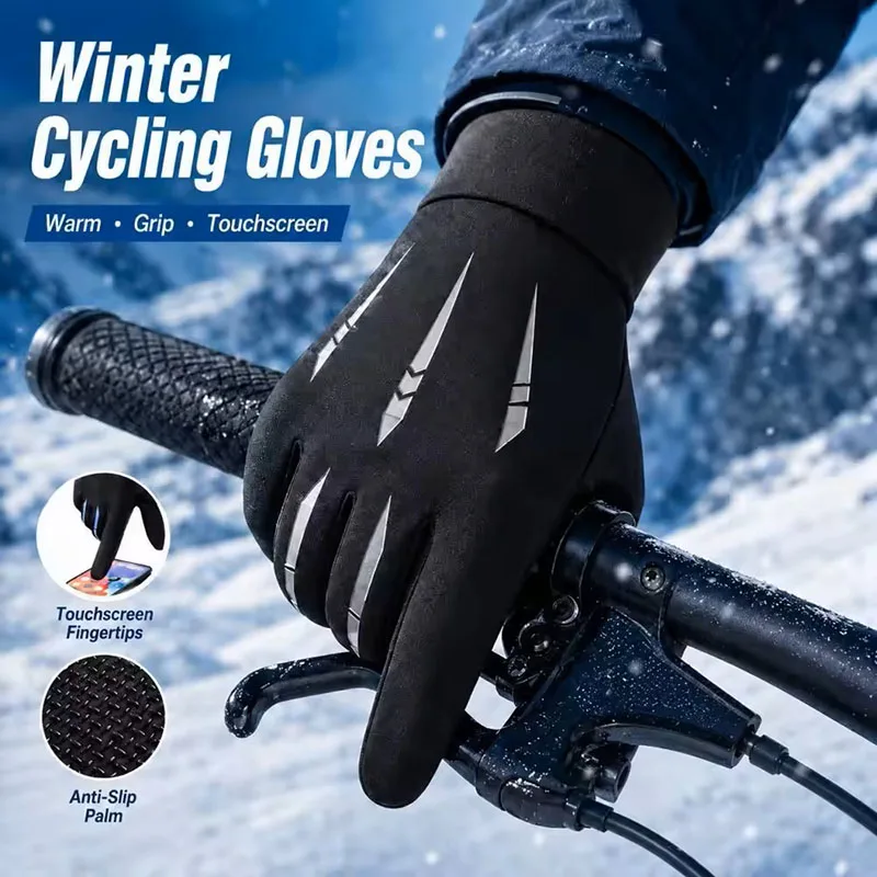 Winter-Fahrradhandschuhe für Herren, Motorrad- und Wanderhandschuhe – Bild 4