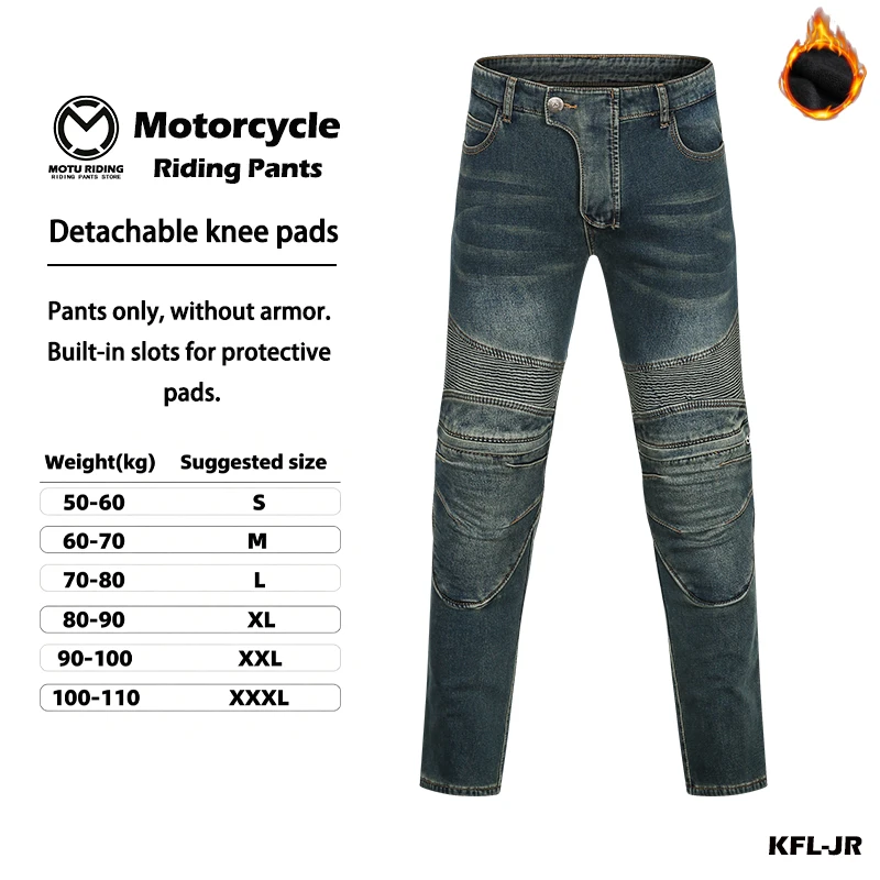 Kevlar-Motorradjeans für Herren und Damen, Fleece-Gefüttert, Verdickt, Winddicht, Sturzfest, Wärmeisolierende
