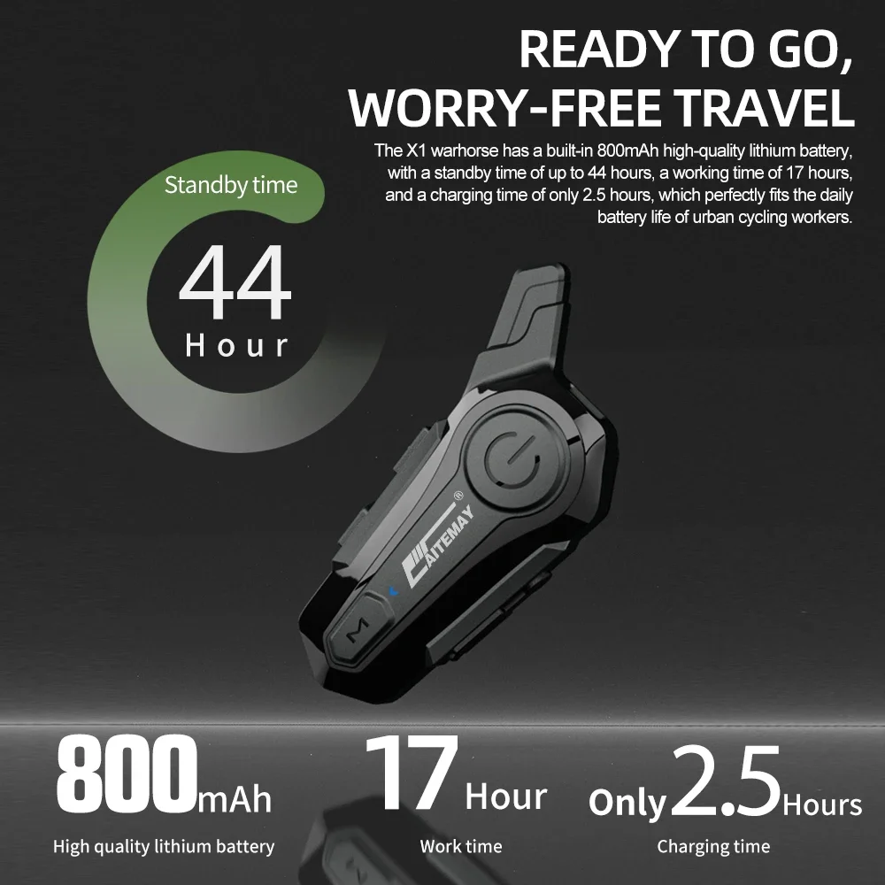 X1 Plus Motorrad Bluetooth 1000M Intercom Helm-Headset für 2 (2 Stück) – Bild 4