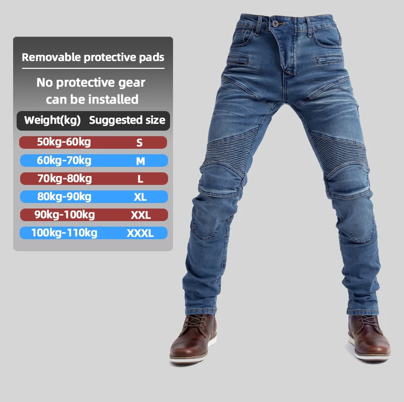 Slim Straight Motorradjeans für Damen und Herren, Anti-Sturz-Fahrhose, Moto Biker Schutzausrüstung, lässige