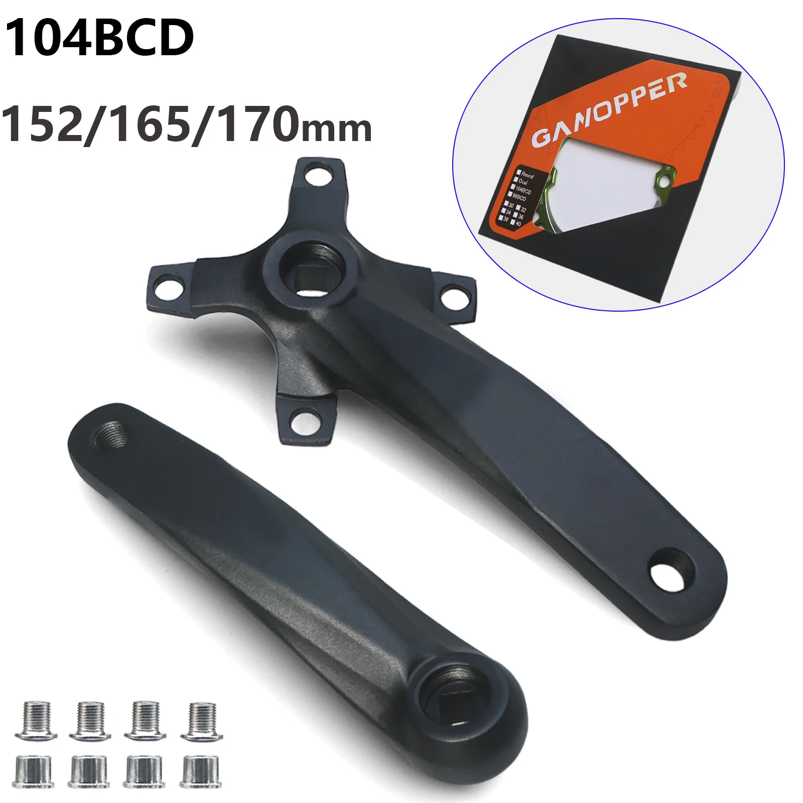Fahrrad Vierkantloch Kettenrad 104BCD 152mm/165mm/170mm Kurbelarme – Bild 5